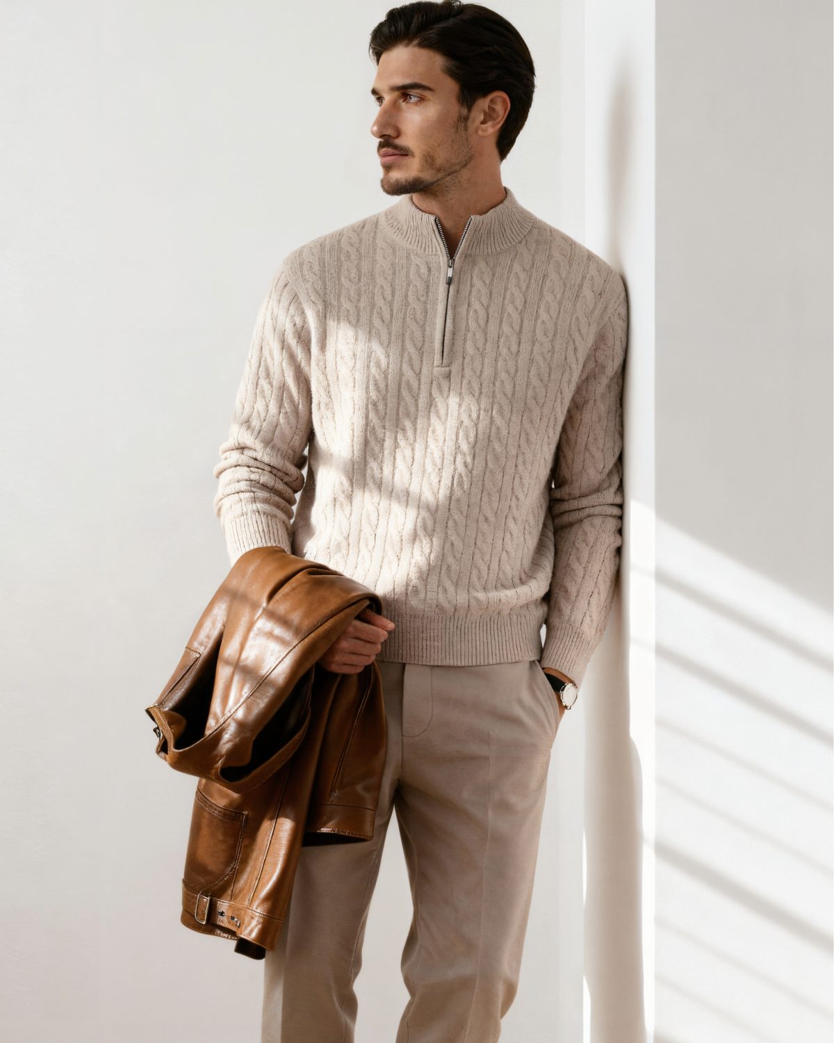 Belvara Strick - 100% Kaschmir gewebter Half-Zip