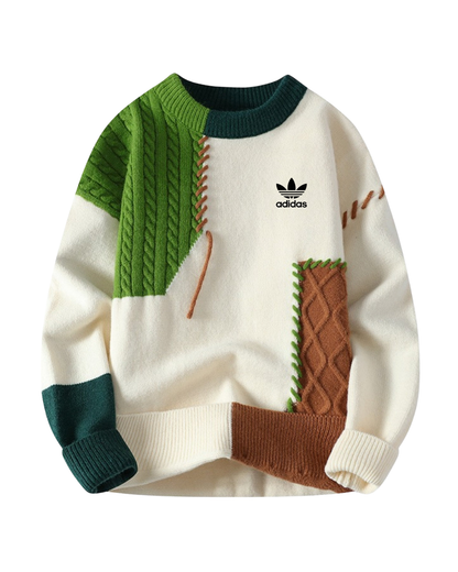 Retro-Pullover mit geometrischem Colorblock-Design