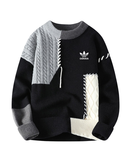Retro-Pullover mit geometrischem Colorblock-Design